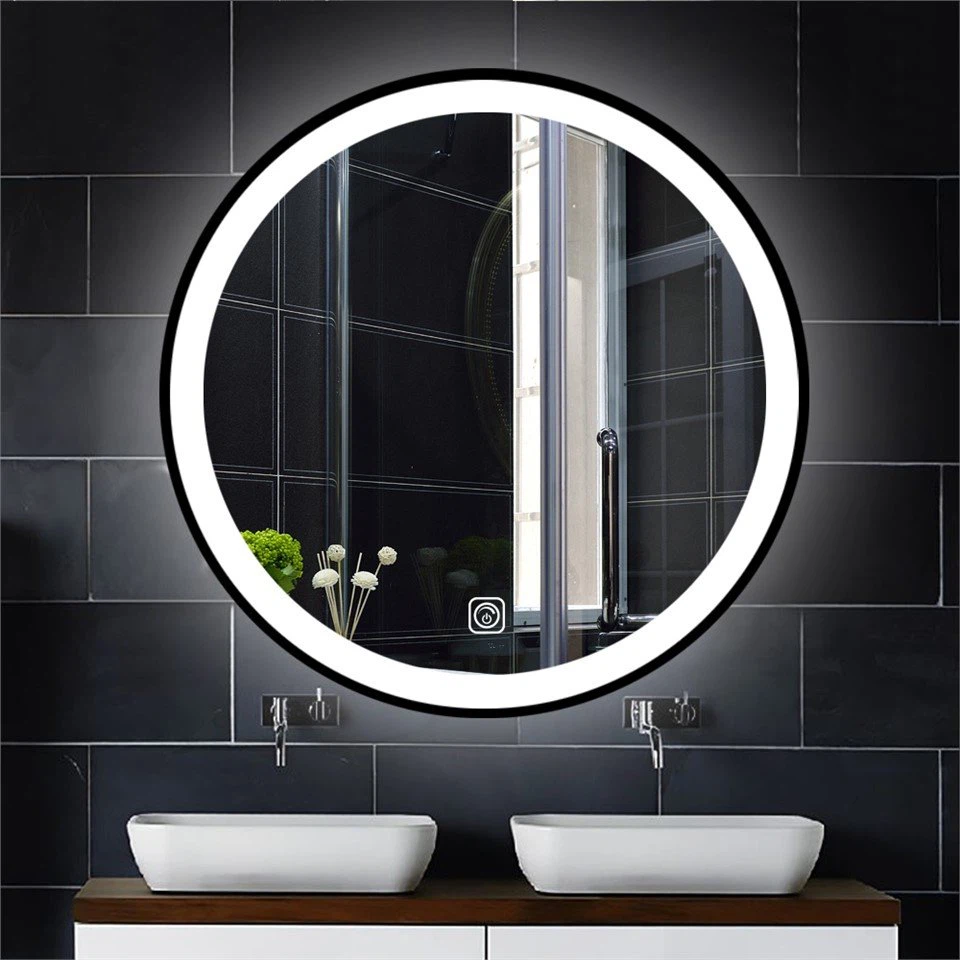 Black Round Light Up Mirror