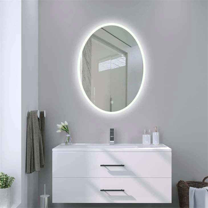 Round backlit bathroom mirror